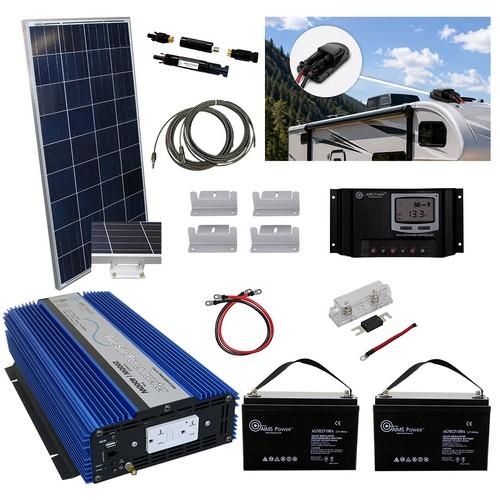 Aims Power, ECBADGER, Solar 120 Watt, Inverter 2000 Watt, & 2.88 kWh Battery | Complete Solar Power Kit for RVs, Mobile Setups, or Small Off-Grid Systems